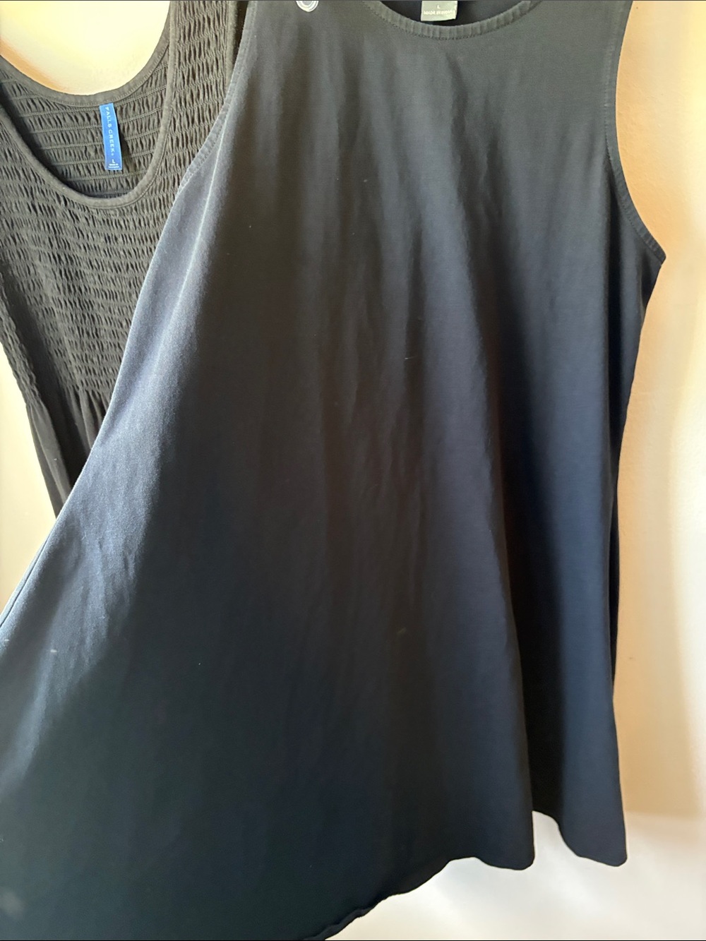 Falls Creek Black Sleeveless Tank Top Dress and Smocked Dress (Pair) - Picture 4 of 4